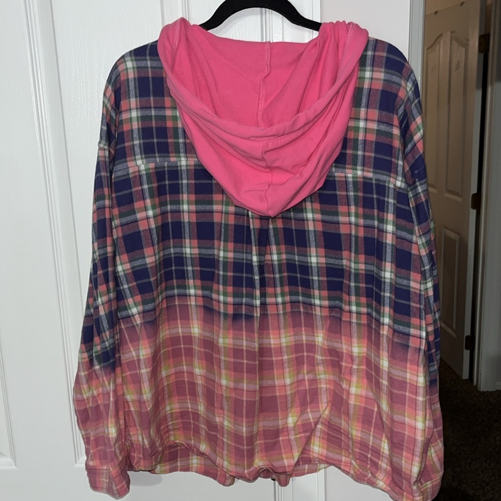 White Birch purple/pink ombré hooded long sleeved flannel shirt Size 2X - Picture 4 of 7